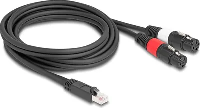 Immagine prodotto di DELOCK Adapterkabel RJ45 St > 2x XLR 3 Pin Bu schwarz 2m
