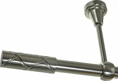 Produktbild von Gardinenstange Set Edelstahl Look Metall Ø 19mm zur Deckenbefestigung 1-lauf Zylinder, Länge wählbar D18E63