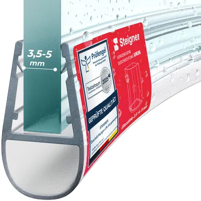 Immagine prodotto di STEIGNER Guarnizione doccia curva UK06 80 cm (1 pz.) trasparente - Guarnizione box doccia verticale per doccia semicircolare o quarto di cerchio con porta 3,5-5 mm - Materiale flessibile,Impermeabile