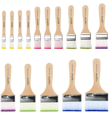 Produktbild von Acryl Pinsel Set - 15-teilig mit Flachpinseln und Holzgriff - für Acryl- und Aquarellmalerei