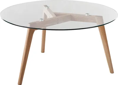Produktbild von home24 Couchtisch - Glas / Eiche Massiv
