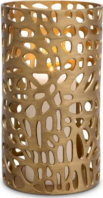 Produktbild von Casa Padrino Designer Windlicht / Kerzenleuchter Messing Finish ø 23 x H. 41,5 cm - Luxus Windlicht