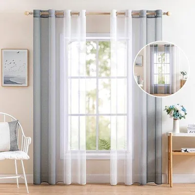 Produktbild von Graue, transparente, dekorative, 2-teilige, Baumwolengordijnen, 140 x 245 cm