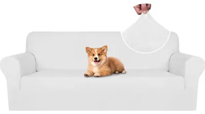 Immagine prodotto di Copertura elastica per divano a 3 posti, antiscivolo, colore bianco