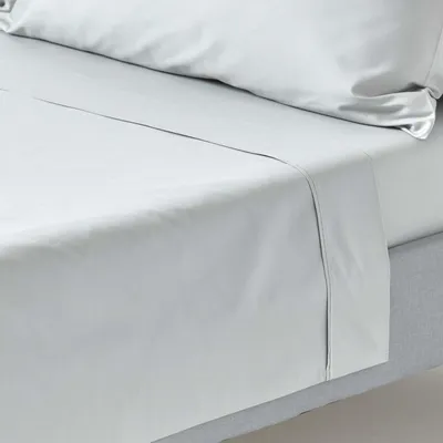 Produktbild von HOMESCAPES Bettlaken ohne Gummizug silber grau, Fadendichte 200, 240 x 275 cm