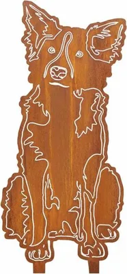 Produktbild von Edelrost Border Collie - Rost Deko Hund Rostfigur Gartendeko für Draußen - stabile Metall Gartenfigur aus Stahl - Wetterfest für Beet Terrasse - 57x60cm