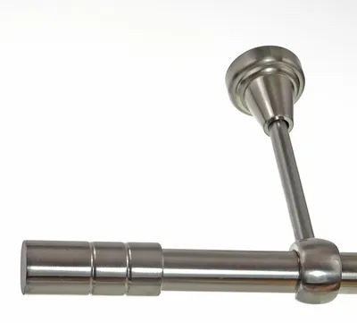 Produktbild von Gardinenstange Set Edelstahl Look Metall Ø 19mm zur Deckenbefestigung 1-lauf Zylinder, Länge wählbar D18E64