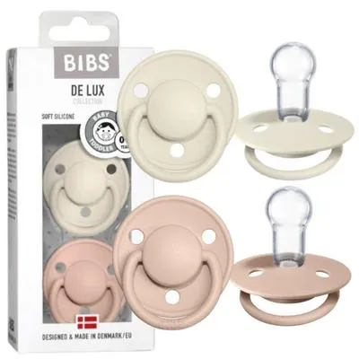 Zdjęcie produktu dla Smoczek uspokajający Bibs De Lux, silikon, 0-36 miesięcy, zestaw 2 sztuki, kolory pastelowe