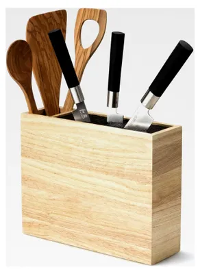 Produktbild von Messerblock mit flexiblem Einsatz und Utensilienbehälter, 27,5 x 9 x 21,5 cm