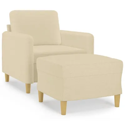 Produktbild von vidaXL Sessel mit Hocker Creme 60 cm Stoff