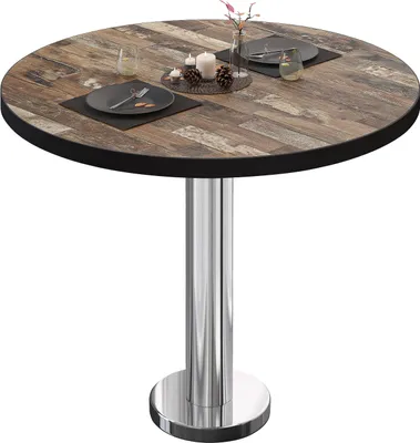 Produktbild von BML | Bistrotisch | Ø:H 70 x 75 cm | Vintage Old / Edelstahl | Rund | Schwarzer Rand | Bistrotisch Gastro Tisch
