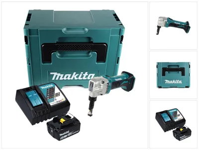 Zdjęcie produktu dla Akumulatorowe nożyce do blachy Makita DJN 161 RG1J 18 V + 1x akumulator 6,0 Ah + ładowarka + Makpac