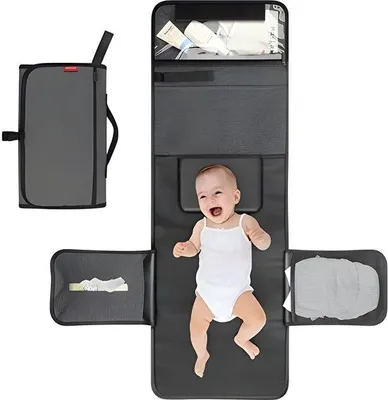 Produktbild von PolkaHome® Babywickelauflage, tragbar und zusammenklappbar, 35,6 x 103 cm