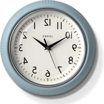 Immagine prodotto di Orologio rotondo in stile retrò | 25 cm | Azzurro | Numeri semplici | Ideale per la cucina o l'ufficio