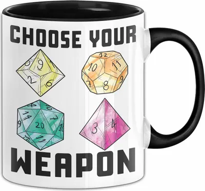 Produktbild von Brettspiele Tasse Geschenk Choose Your Weapon Brettspiel-Liebhaber Kaffee-Becher (Schwarz)