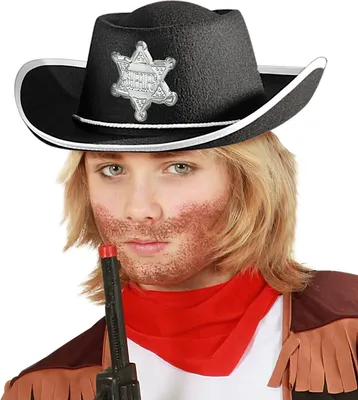 Produktbild von Schwarzer Sheriff Cowboy Hut für Kinder