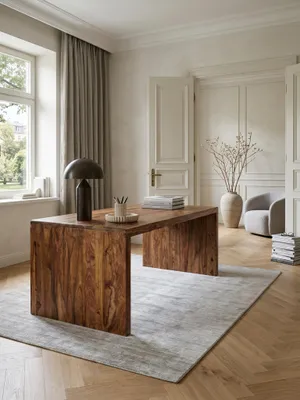 Produktbild von Schreibtisch BOHA Massiv-Holz Sheesham Computertisch 200 cm breit Echtholz Design Ablage Büro-Tisch Landhaus-Stil