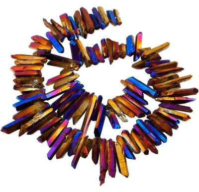 Immagine prodotto di Collana di perle in vetro "Kristall Punkt" colorate a arcobaleno, tonalità viola, dimensioni approssimative 12-35 mm, lunghezza 15 pollici. Perline sfuse per la creazione di gioielli