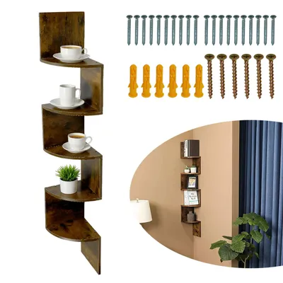 Produktbild von Wandregal, Eckregal, Schweberegal, 5-Stufiges Regal, für Wohnzimmer, Schlafzimmer, Esszimmer