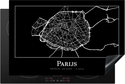 Produktbild von KitchenYeah© Herdabdeckplatte Paris - Karte - Stadtplan , 80x52cm, Küche Deko, Glaskeramikkochfeld Herdabdeckung, Abdeckplatte fùr Kochfeld