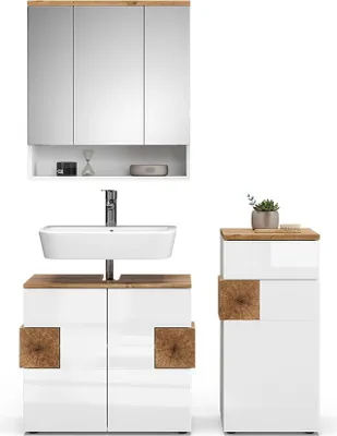 Obrázek produktu pro Koupelnový nábytek Vicco Eden Bílá vysoký lesk 3 díly, Model 40112