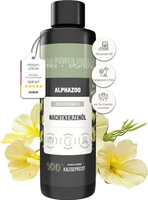 Produktbild von Premium Nachtkerzenöl 250 ml für Hunde und Katzen für strahlendes Fell