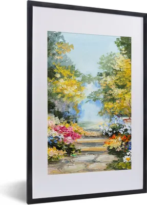 Produktbild von MuchoWow® Gerahmtes Poster Malerei - Blumen - Natur - Ölfarbe 40x60 cm - Poster mit Schwarzem Bilderrahmen Wandposter Rahmen Foto Bilder - Poster in Rahmen