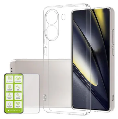 Produktbild von Für Xiaomi Poco X7 Pro 5G / Redmi Turbo 4 Silikon TPU Schutz Hülle Transparent + H9 Hart Glas