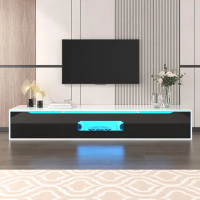 Produktbild von TV-Schrank 180 cm Hochglanz mit LED-Beleuchtung, TV-Lowboard TV-Board, Fernsehschrank mit 16 Farben RGB-LED, TV-Möbel Lowboard für Wohnzimmer