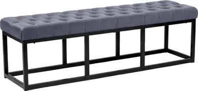 Produktbild von CLP Sitzbank Polson, Modern, Gestell schwarz, Samt, Gesteppt, Bodenschoner, Design grau Größe 150 cm