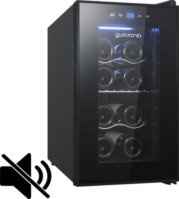 Zdjęcie produktu dla Guzzanti GZ0824, Termoelektryczna chłodziarka do wina, Wolnostojący, 8 butel., F, Światło wewnętrzne, Czarny