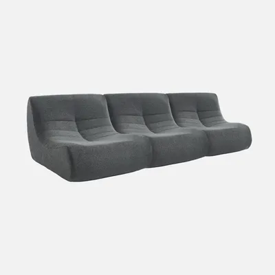 Immagine prodotto di sweeek - Set di 3 poltrone modulari a 1 posto con rivestimento bouclé strutturato - Antracite