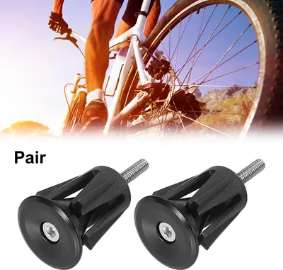 Produktbild von Paar Aluminiumlegierung Fahrrad Lenkerendstopfen Kappen Schwarz