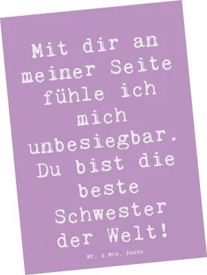 Produktbild von Mr. & Mrs. Panda Postkarte Spruch Beste Schwester - Lavendeltraum - Geschenk, Bedanken, Aufmerksamkeit, Postkarten, Freundin, Grußkarte, Fotokarte, Dankbarkeit, der Welt