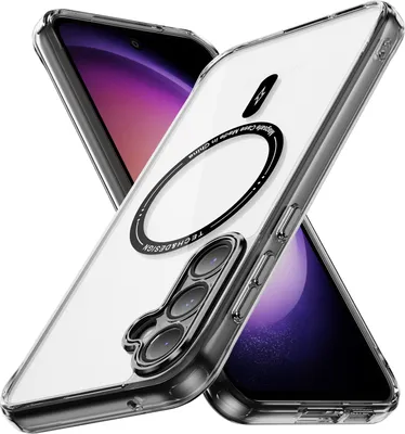 Image de Etui magnétique transparent pour Samsung Galaxy S23 FE, compatible MagSafe, étui de protection antichoc hybride Noir