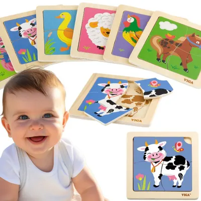 Obrázok produktu pre Praktické drevené puzzle kravičky Viga