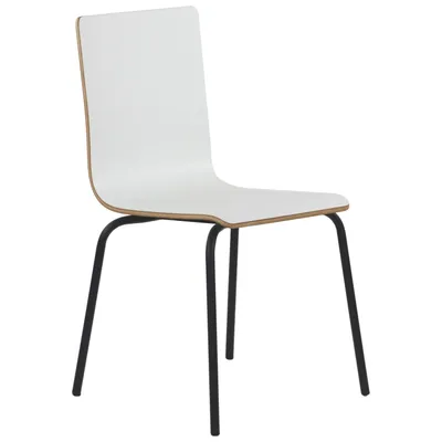 Imagen del producto de Silla de conferencia fija WERDI B, respaldo y asiento de madera contrachapada laminada, estructura metálica con recubrimiento en polvo, blanco/