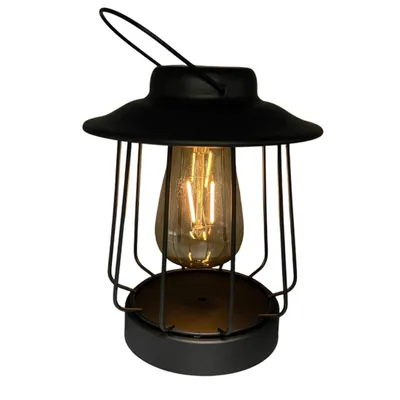 Produktbild von Coen Bakker Solar Tischleuchte Laterne schwarz 16x18cm Retro-Optik Filament LED