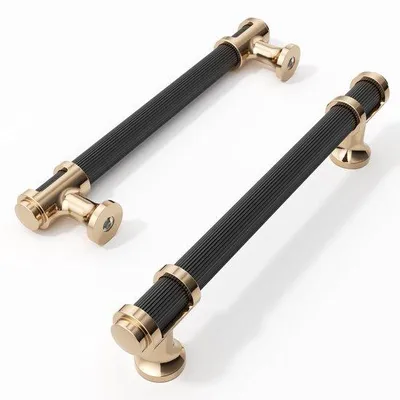 Produktbild von Unyqoos® 10er-Set Schrankgriffe, Lochabstand 128 mm – matt schwarz & champagnerbronze, korrosionsbeständiges Aluminium/Zinklegierung, für Küchen & Möbel