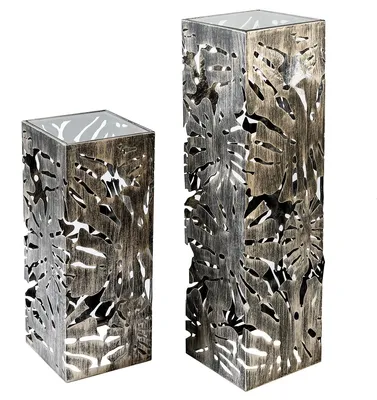 Productafbeelding van Gilde zuil, "Flora", bladmotief, glas, metaal, bronskleurig, verpakkingseenheid 1, lengte 27 cm, breedte 27 cm, hoogte 100 cm, artikelnummer 74816, EAN 4001250748168