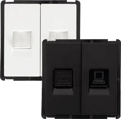 Produktbild von RJ45-Anschluss CAT 6 Internet + RJ11 Telefon Modern Weiß