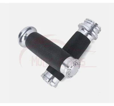 Produktbild von 1" Motorrad-Handgriffe, verchromt, schwarz, Lenker für Harley, Yamaha, Honda, Kawasaki