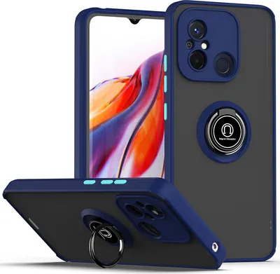 Produktbild von Redmi 12C Hülle, Ring Halter Ständer Matte Transluzent TPU Rahmen Stoßfest Schutzhülle für Xiaomi Redmi 12C Blau