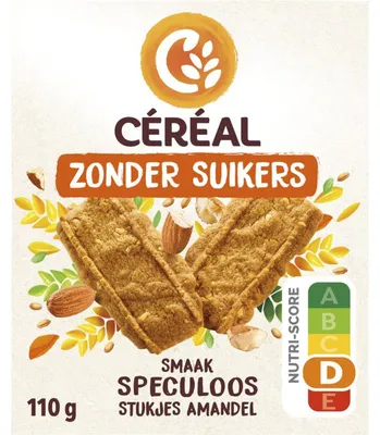 Obrázok produktu pre Cereálne sušienky Speculaas s mandľami, bez cukru, 110 g