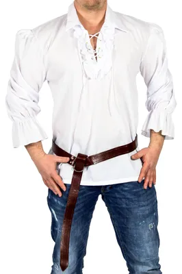 Produktbild von weißes Piratenhemd mit breitem Kragen M-XXL, Größe:XXL