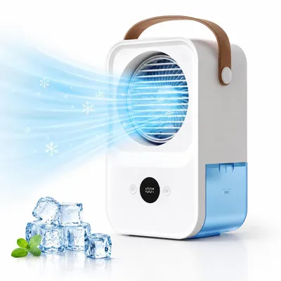 Produktbild von Luftkühler Klimaanlage, 4 Kühlstufen Type-C Air Cooler mit Akku, Sprühnebel, 3-in-1 Mini-Ventilator für Zuhause, Büro & Schlafzimmer, Weiß
