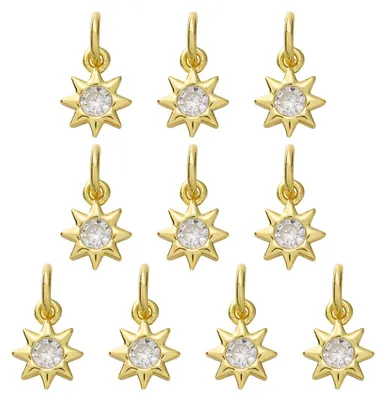 Produktbild von Set aus 10 Sonnenanhängern für Schmuck, Mini Messinganhänger