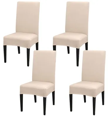 Produktbild von Stuhlhussen 4er Set Stretch Waschbar Beige für Esszimmerstühle
