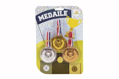 Produktbild von Medaillen mit Kordel 3pcs Plastik Durchmesser 6cm auf Karte