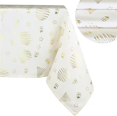 Produktbild von Domarex Hochwertige Weihnachts-Tischdecke 140x200 cm – Fleckenfest & Wasserdicht, langlebig & pflegeleicht, ideal für Tische - Weihnachtskugeln